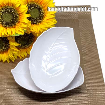 10 Dĩa Nhựa Melamine Cao Cấp Hình Chiếc Lá