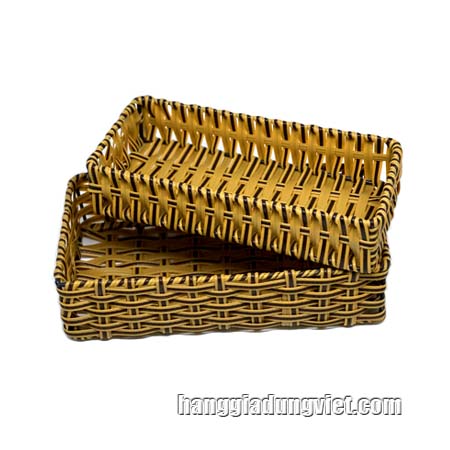 Combo 2 Rổ Nhựa Giả Mây Chữ Nhật