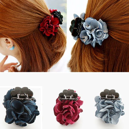 Combo 3 Kẹp Tóc Càng Cua 5 Răng Hoa Vải 