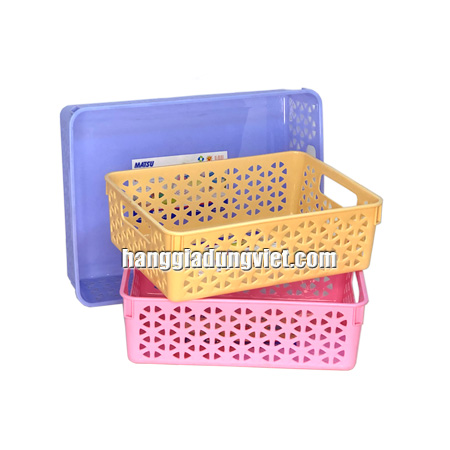 Combo 3 Rổ Nhựa Chữ Nhật Tiện Dụng
