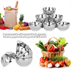 Combo 5 Chén, 2 Tô Inox 2 Đáy Chống Nóng