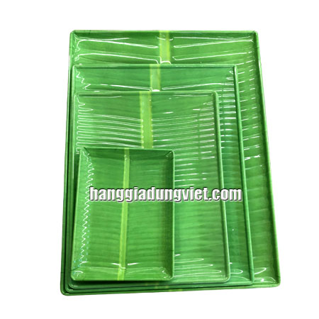 Combo 5 Dĩa Nhựa Melamine Hình Lá Chuối (Nhiều size)
