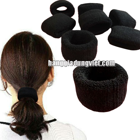 Combo 5 Thun  Cột Tóc Bản Lớn Màu Đen
