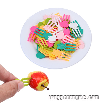 Túi 100 Nĩa Hình Trái Cây Nhiều Màu Xinh Xắn