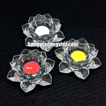 Đế Đèn Cầy Hoa Sen Thủy Tinh Cao Cấp