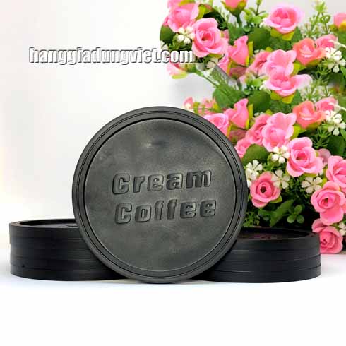 10 Đế Lót Ly Tròn Cream Coffee Màu Đen