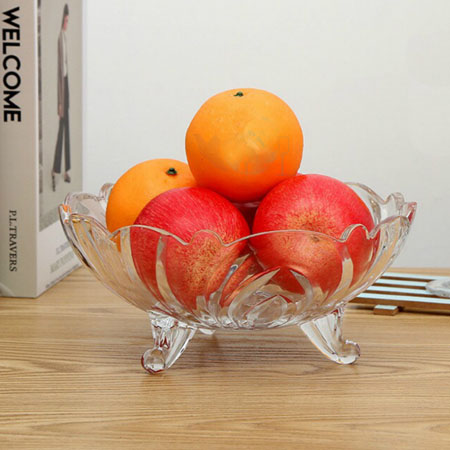 Dĩa Đựng Hoa Quả 3 Chân Thuỷ Tinh DELI (23.5x11cm)