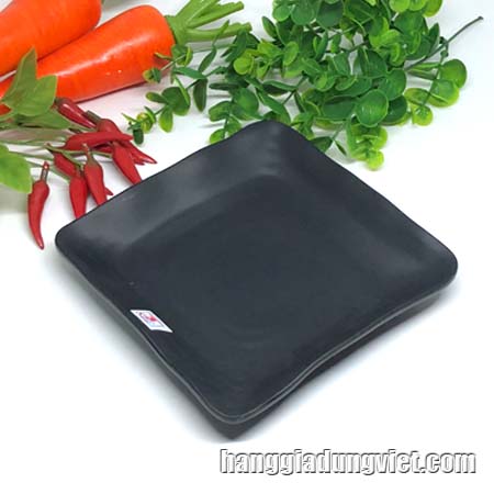 Dĩa Nhựa Giả Ngói Cao Cấp Vuông 15.5CM (Đen & Màu Ngói)