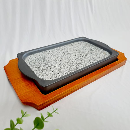 Dĩa Nướng Đá Bọc Gang Chữ Nhật 240x150x26mm