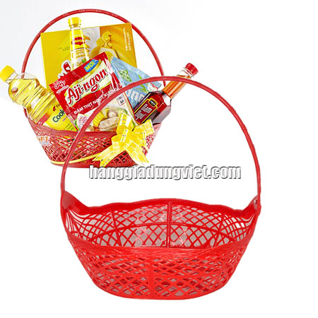 Giỏ Gói Quà Tết Nhựa Màu Đỏ