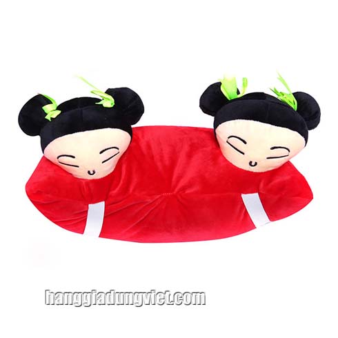 Gối Đi Xe 2 Đầu Vải Nhung Mềm Mại Cho Bé 