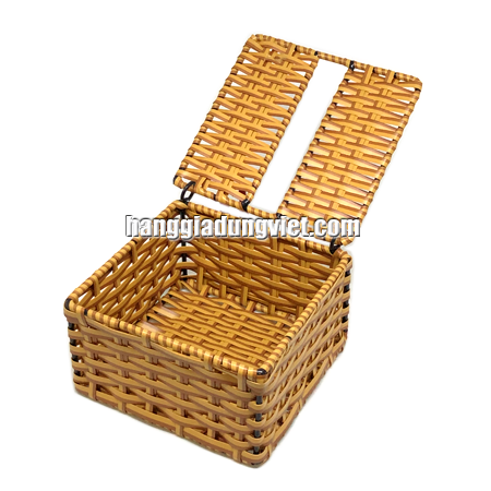 Hộp Đựng Giấy Vuông Nhựa Giả Mây (V13x8cm)