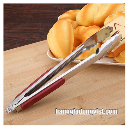 Kẹp Gắp Thực Phẩm Inox Cao Cấp Cán Bọc Nhựa (22.7cm)