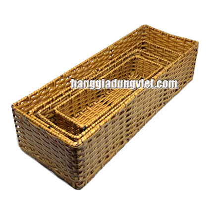 Khay Chữ Nhật Dài Nhựa Giả Mây (Nhiều Kích Cỡ)