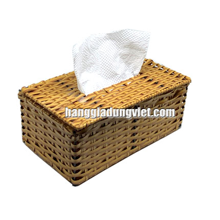 Khay Đựng Giấy Chữ Nhật Nhựa Giả Mây (24x14x10 cm)