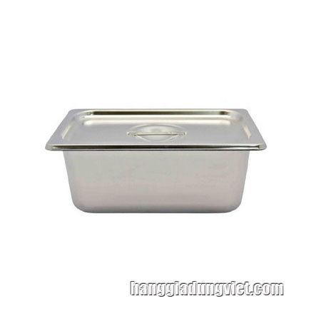 Khay Đựng Topping Inox Có Nắp Dài 16x13CM