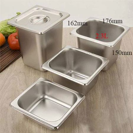 Bộ Khay Inox Đựng Kem, Thạch Trái Cây (176x162x150mm, 2.3 Lit)