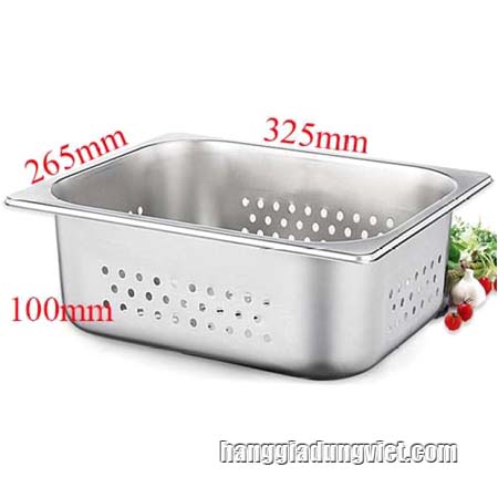 Khay Inox SUS 304 Có Đục Lỗ (325x265x100mm)