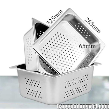 Khay Inox SUS 304 Có Đục Lỗ (325x265x65mm)