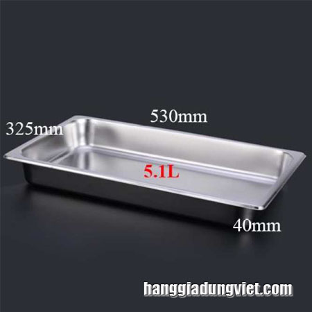 Khay Inox Trưng Bày Thức Ăn Tiệc Buffet (530x325x40mm)