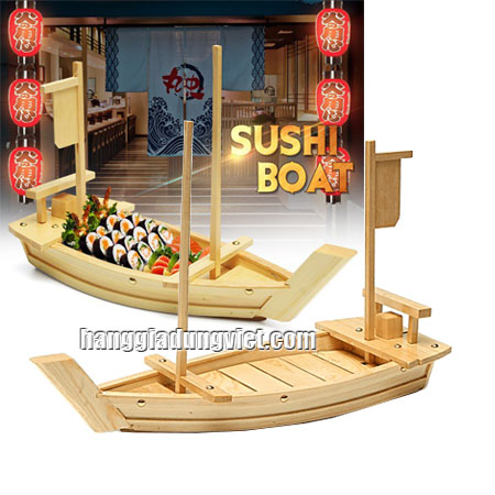 Khay Thuyền Gỗ Trang Trí Sushi Sashimi (50cm x 19cm)