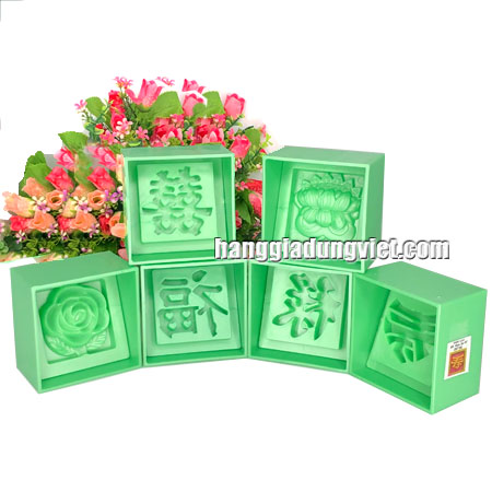 Khuôn Nhấn Xôi Vuông 8cm (Phúc Lộc Thọ Song Hỷ và Hoa)