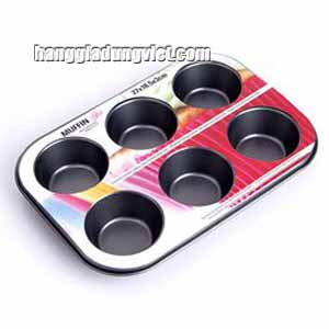 Khuôn Nướng Bánh Muffin 6ô Chống Dính (Màu Đen)