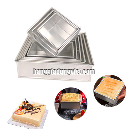 Khuôn Nướng Bánh Vuông Nhôm Dầy Cao Cấp (Nhiều Size)