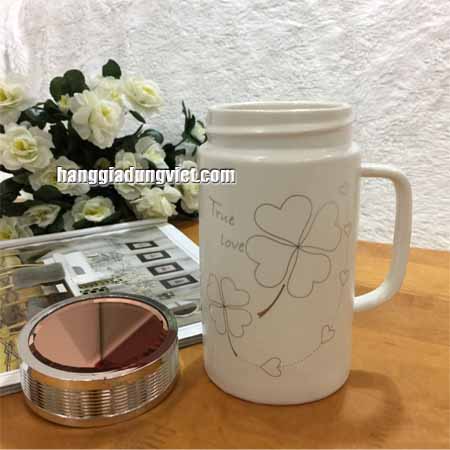 Ly Ceramic Cao Cấp Giữ Nhiệt Nắp Gương