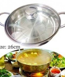 Nồi Lẩu Nắp Kính Inox Cao Cấp ĐK-26cm