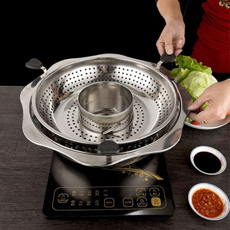 Nồi Lẩu Xoay 2 Tầng Thông Minh Dùng Được Bếp Từ 