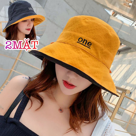 Nón Vải Thêu Chữ ONE 2 Mặt Đổi Màu