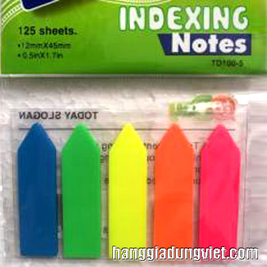 Notes Mũi Tên Nhựa Màu Dạ Quang (12x45mm-125 tờ/5 màu)