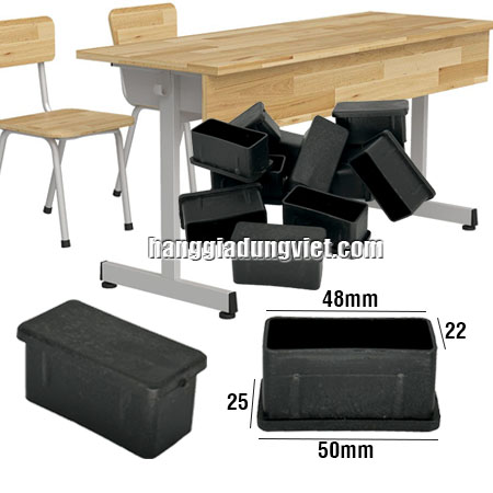 Nút Nhựa Chữ Nhật 25x50 Đóng Trong Chân Bàn Ghế Trường Học (10 Cái)