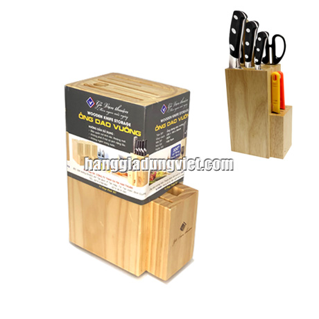 Ống Dắt Dao Đứng Gỗ Thông Tự Nhiên (24x16x10cm)