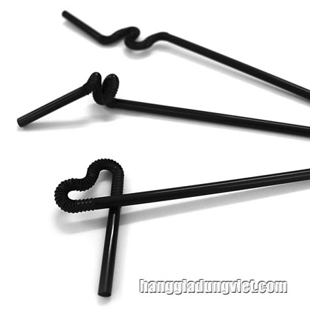 Ống Hút Đen Tạo Hình Dài 28cm - Túi 100 ống hút