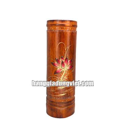 Ống Nhang Gỗ Trạm Khắc Hoa Sen Nỗi 3D Loại Lớn