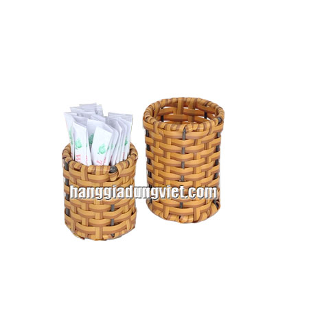 Ống Tròn Đựng Tăm Nhựa Giả Mây (Nhiều size)