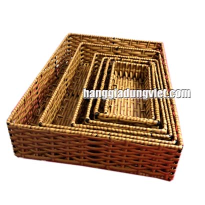 Rổ Chữ Nhật Nhựa Giả Mây (Nhiều size)