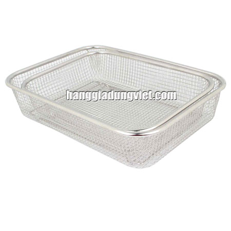 Rổ Chữ Nhật inox Lưới Caro Dày (Nhiều size)