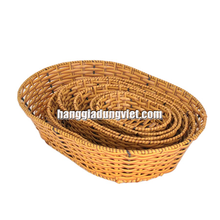 Rổ Oval Nhựa Giả Mây Tiện Dụng (Nhiều Size)