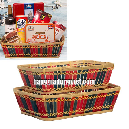 Rổ Tre Đan Chữ Nhật Gói Quà Tết (Nhiều cỡ)