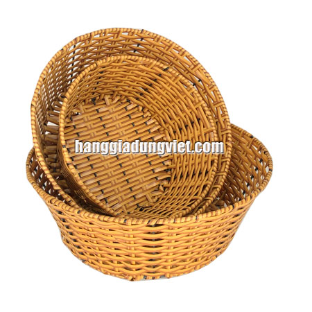 Rổ Tròn Nhựa Đan Giả Mây (Nhiều Kích Cỡ)