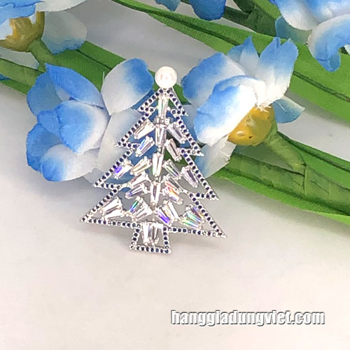 Rốt Cài Áo Hình Cây Thông Đính Đá Cao Cấp