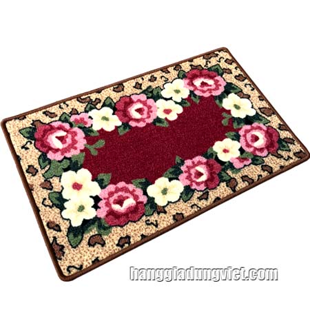 Thảm Chùi Chân 78x48CM Hoạ Tiết Hoa Hồng 3D Cao Cấp