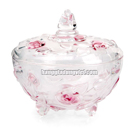 Thố Thủy Tinh Màu Đựng Mứt Kẹo 16CM