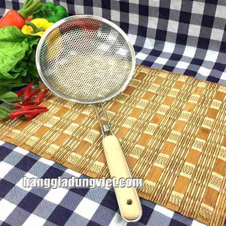 Vá Chiên Vớt Ráo Dầu Cán Gỗ Chống Nóng 16x37cm