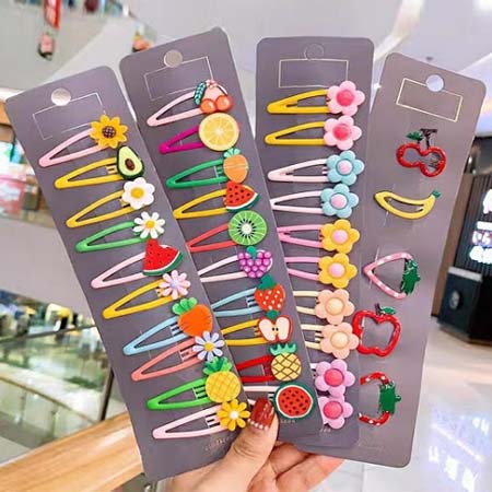 Vỉ 10 Kẹp Tóc Mái Hình Hoa Quả Siêu Xinh