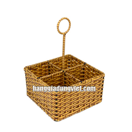 Xách Ly 4 Ngăn Nhựa Đan Giả Mây